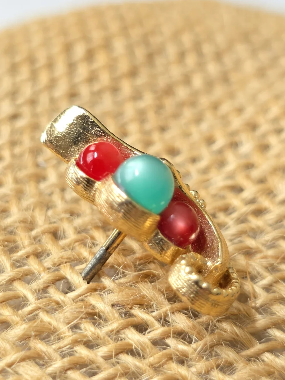 Vintage Franz Breuning Brooch Pin Sleigh Cabochon Beads